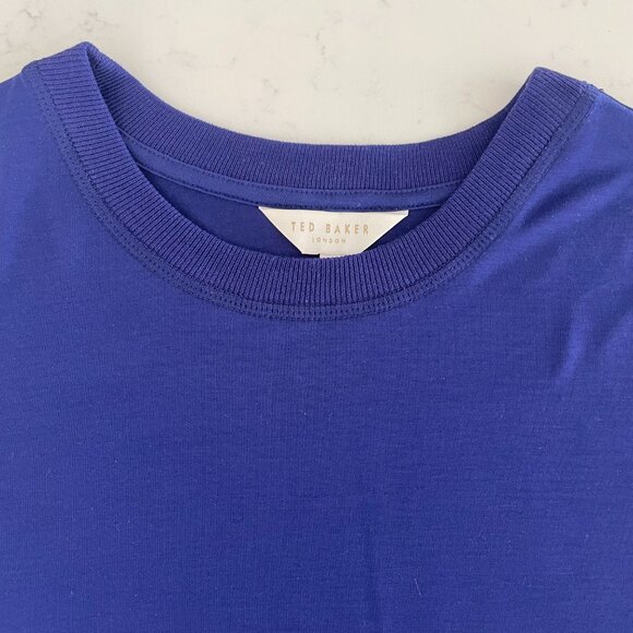 Ted Baker London Short Sleeve Crew Neck 100% Lyocell Top Bold Purple US 4-6/10UK - Picture 3 of 10